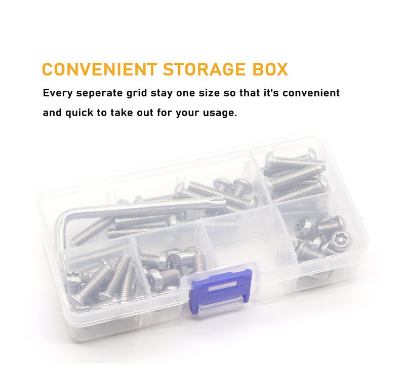 binifiMux 50pcs M6 Pan Head Torx Security Screws Hex Nuts Assortment Kit w T30 Wrench, M6x10mm/12mm/20mm/25mm/30mm, 304 Stainless Steel, Tamper Proof Screws - Image 5
